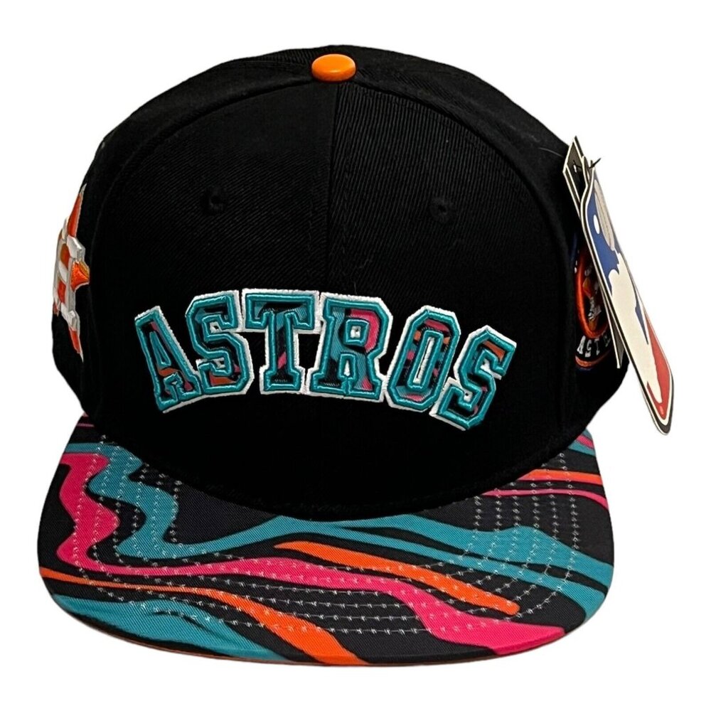 Pro Standard Houston Astros Patch Black Teal Swirl Snapback Adjustable Hat Cap